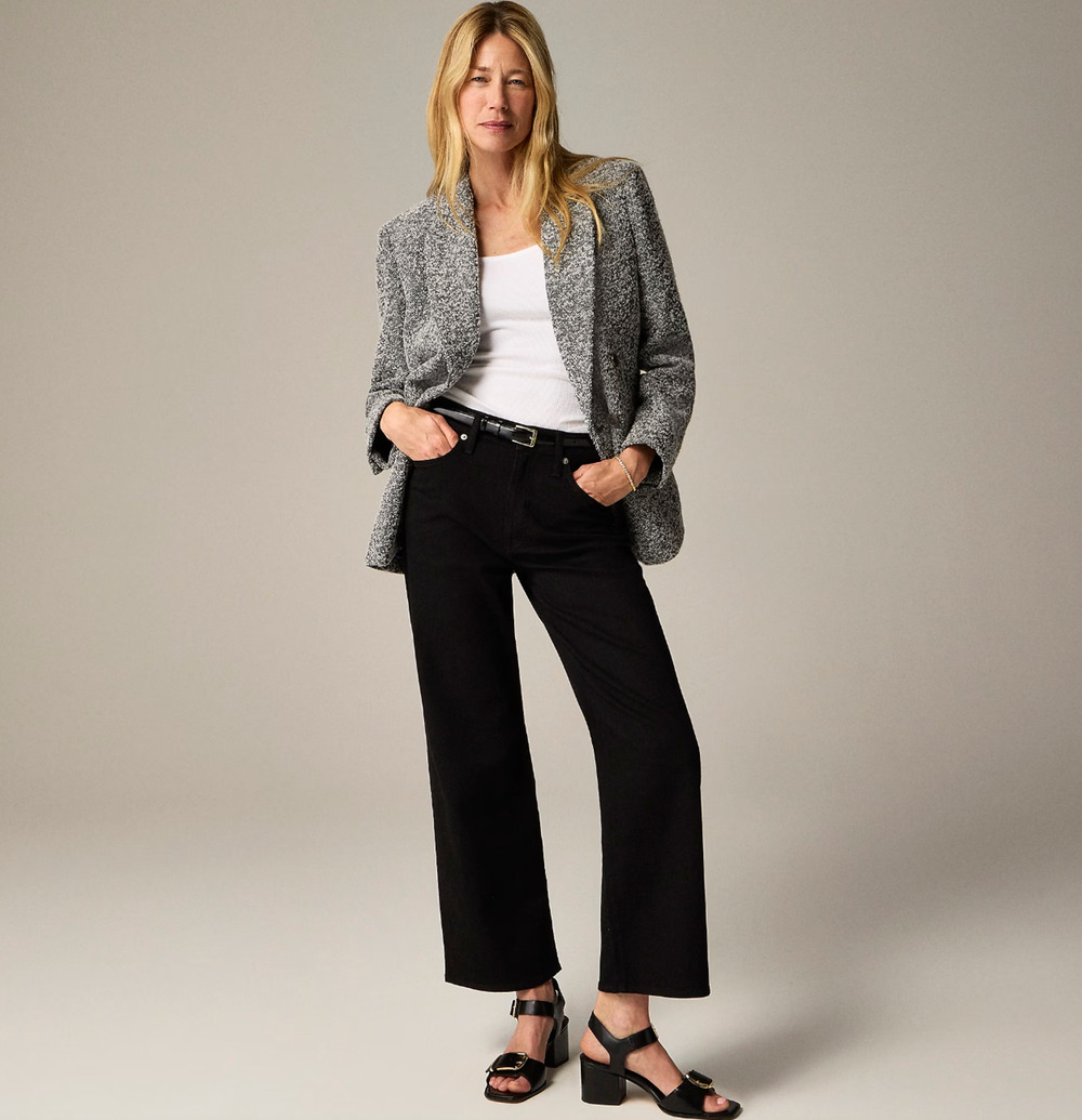 J.Crew High Rise Slim Wide Jean 1996 Semi Stretch Black Rinse Denim US 24 NWT